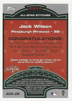2005 Topps - All-Star Stitches Relics #ASR-JW Jack Wilson Back