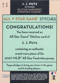 2007 Topps Updates & Highlights - All-Star Stitches #ASJP J.J. Putz Back