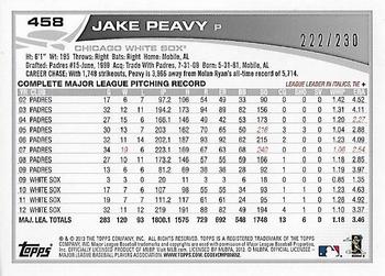 2013 Topps - Orange #458 Jake Peavy Back