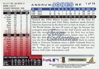 1998 Score Atlanta Braves #1 Andruw Jones Back
