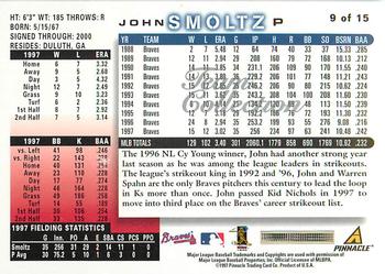 1998 Score Atlanta Braves #9 John Smoltz Back