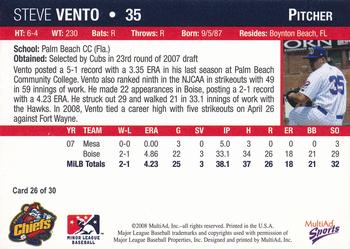 2008 MultiAd Peoria Chiefs #26 Steve Vento Back