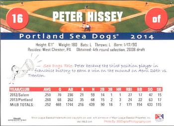 2014 Grandstand Portland Sea Dogs #NNO Peter Hissey Back