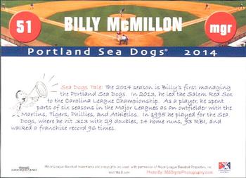 2014 Grandstand Portland Sea Dogs #NNO Billy McMillon Back