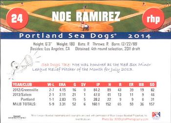 2014 Grandstand Portland Sea Dogs #NNO Noe Ramirez Back