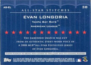 2008 Topps Updates & Highlights - All-Star Stitches #AS-EL Evan Longoria Back