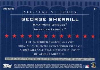 2008 Topps Updates & Highlights - All-Star Stitches #AS-GFS George Sherrill Back