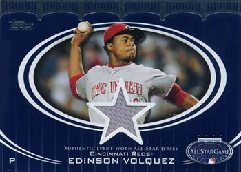 2008 Topps Updates & Highlights - All-Star Stitches #AS-EV Edinson Volquez Front