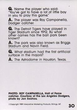1990 Interpretive Marketing Baseball Wit #30 Roy Campanella Back