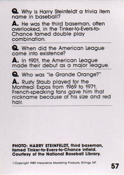 1990 Interpretive Marketing Baseball Wit #57 Harry Steinfeldt Back