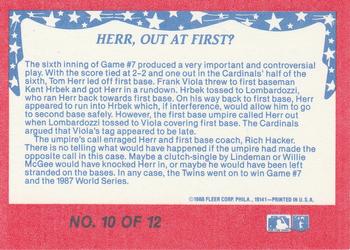 1988 Fleer - World Series Glossy #10 Herr, Out at First? Back