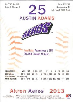 2013 Grandstand Akron Aeros #NNO Austin Adams Back