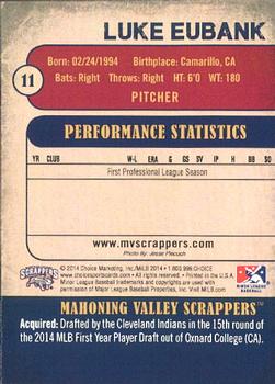 2014 Choice Mahoning Valley Scrappers #11 Luke Eubank Back
