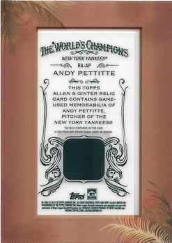 2014 Topps Allen & Ginter - Mini Framed Relics #RA-AP Andy Pettitte Back