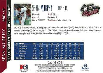 2014 Brandt Sacramento River Cats #16 Sean Murphy Back