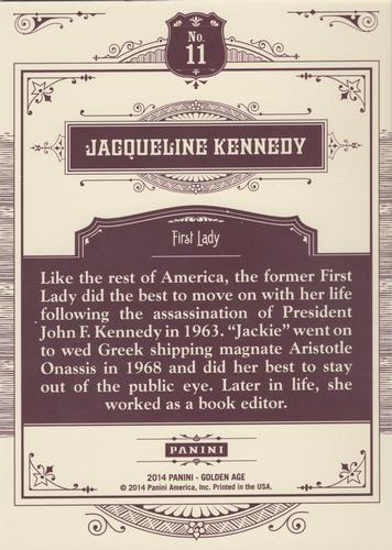 2014 Panini Golden Age - 5x7 Box Toppers #11 Jacqueline Kennedy Back