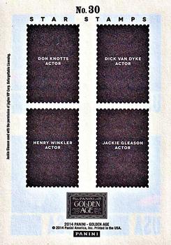 2014 Panini Golden Age - Star Stamps #30 Dick Van Dyke / Don Knotts / Henry Winkler / Jackie Gleason Back