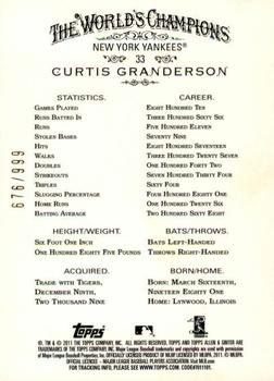 2011 Topps Allen & Ginter - Glossy #33 Curtis Granderson Back