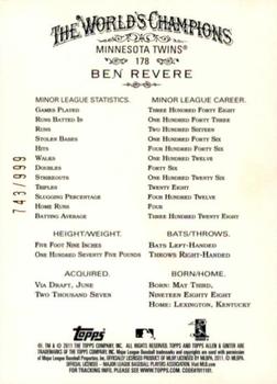 2011 Topps Allen & Ginter - Glossy #178 Ben Revere Back