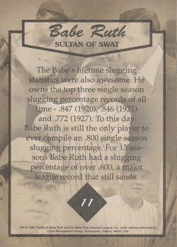 1994 Guyana Babe Ruth Sultan of Swat Stamp Cards #11 Babe Ruth Back