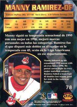 1997 Pacific Crown Collection #78 Manny Ramirez Back