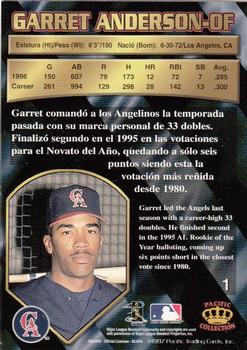 1997 Pacific Crown Collection #1 Garret Anderson Back