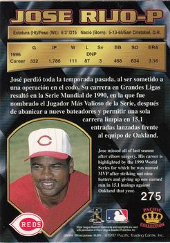 1997 Pacific Crown Collection #275 Jose Rijo Back
