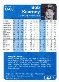 1984 Fleer Update #U-60 Bob Kearney Back