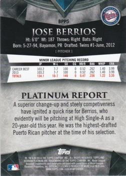 2014 Bowman Platinum - Prospects #BPP5 Jose Berrios Back