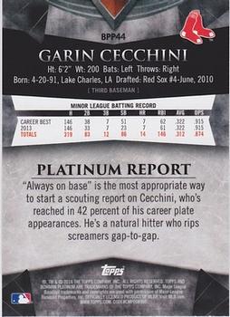 2014 Bowman Platinum - Prospects #BPP44 Garin Cecchini Back