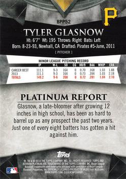 2014 Bowman Platinum - Prospects #BPP52 Tyler Glasnow Back