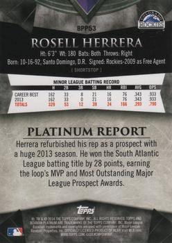 2014 Bowman Platinum - Prospects #BPP53 Rosell Herrera Back