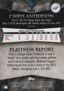 2014 Bowman Platinum - Prospects #BPP84 Chris Anderson Back