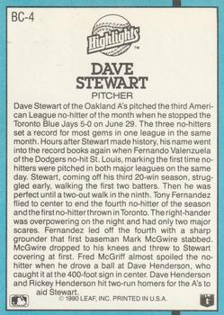 1991 Donruss - Bonus Cards #BC-4 Dave Stewart Back