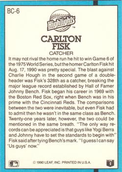 1991 Donruss - Bonus Cards #BC-6 Carlton Fisk Back