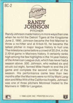 1991 Donruss - Bonus Cards #BC-2 Randy Johnson Back