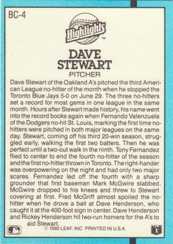 1991 Donruss - Bonus Cards #BC-4 Dave Stewart Back