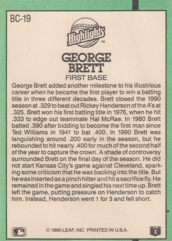 1991 Donruss - Bonus Cards #BC-19 George Brett Back