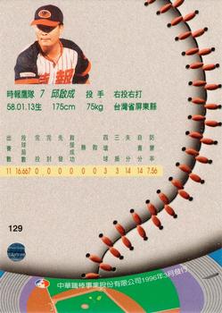 1995 CPBL A-Plus Series #129 Chi-Cheng Chiu Back