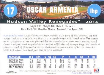 2014 Grandstand Hudson Valley Renegades #1 Oscar Armenta Back