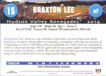 2014 Grandstand Hudson Valley Renegades #20 Braxton Lee Back
