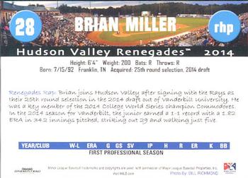2014 Grandstand Hudson Valley Renegades #23 Brian Miller Back