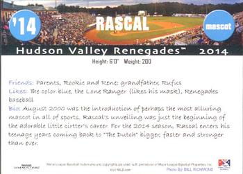 2014 Grandstand Hudson Valley Renegades #35 Rascal Back