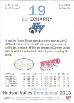 2013 Grandstand Hudson Valley Renegades #6 Eli Echarry Back