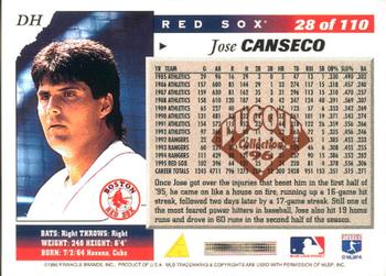 1996 Score - Dugout Collection (Series Two) #28 Jose Canseco Back