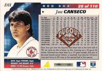 1996 Score - Dugout Collection Artist's Proofs (Series Two) #28 Jose Canseco Back