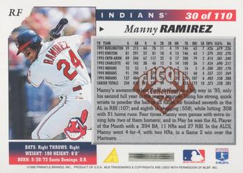 1996 Score - Dugout Collection Artist's Proofs (Series Two) #30 Manny Ramirez Back