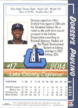 2014 Grandstand Lake County Captains #25 Dorssys Paulino Back
