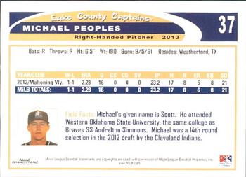 2013 Grandstand Lake County Captains #NNO Michael Peoples Back