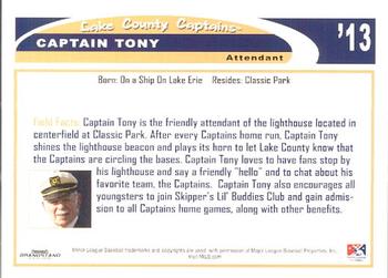 2013 Grandstand Lake County Captains #NNO Captain Tony Back